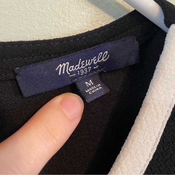 Madewell Crepe Canal black with white trim Tank Top medium - Picture 5 of 9